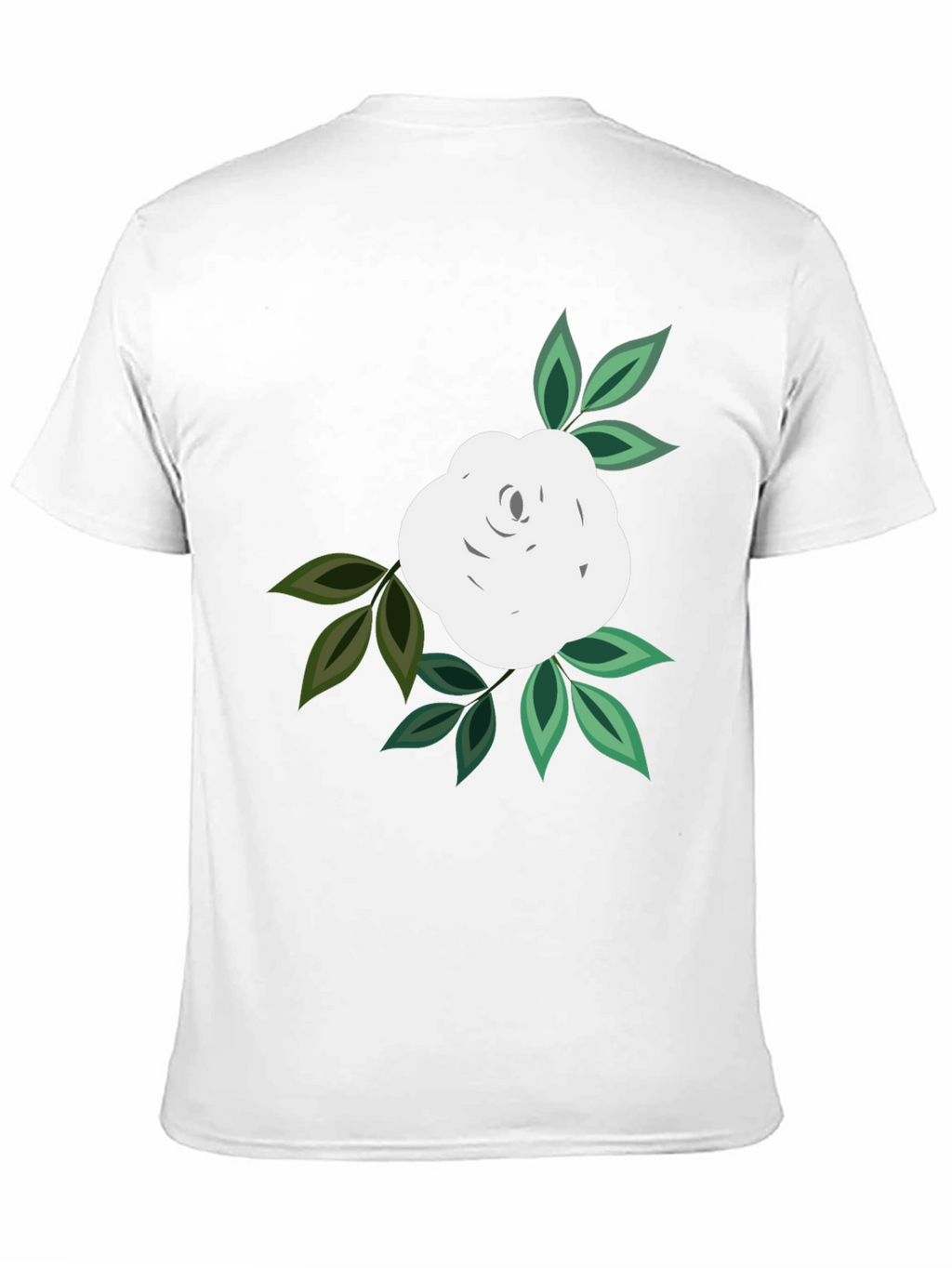 Black T-Shirt with White Rose Graphic