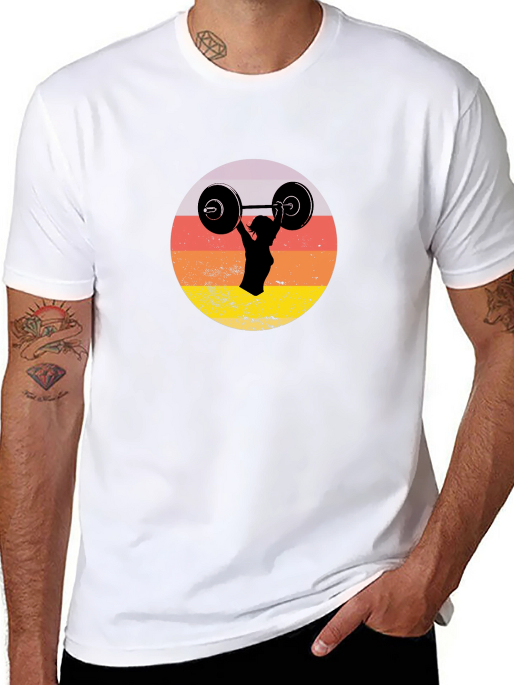 Retro Sunset Weightlifting Tee