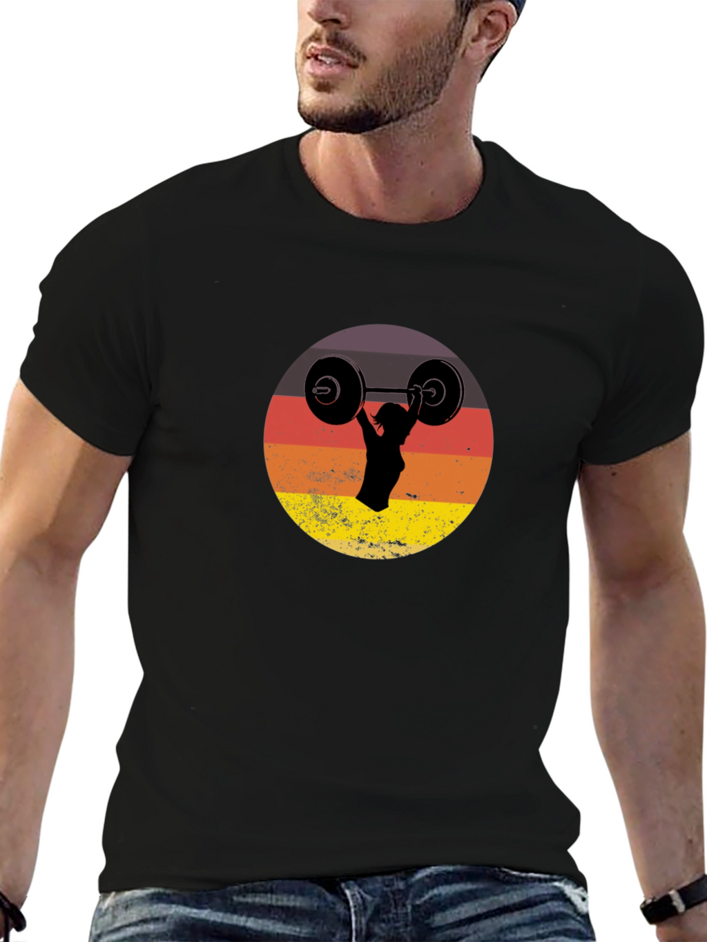 Retro Sunset Weightlifting Tee