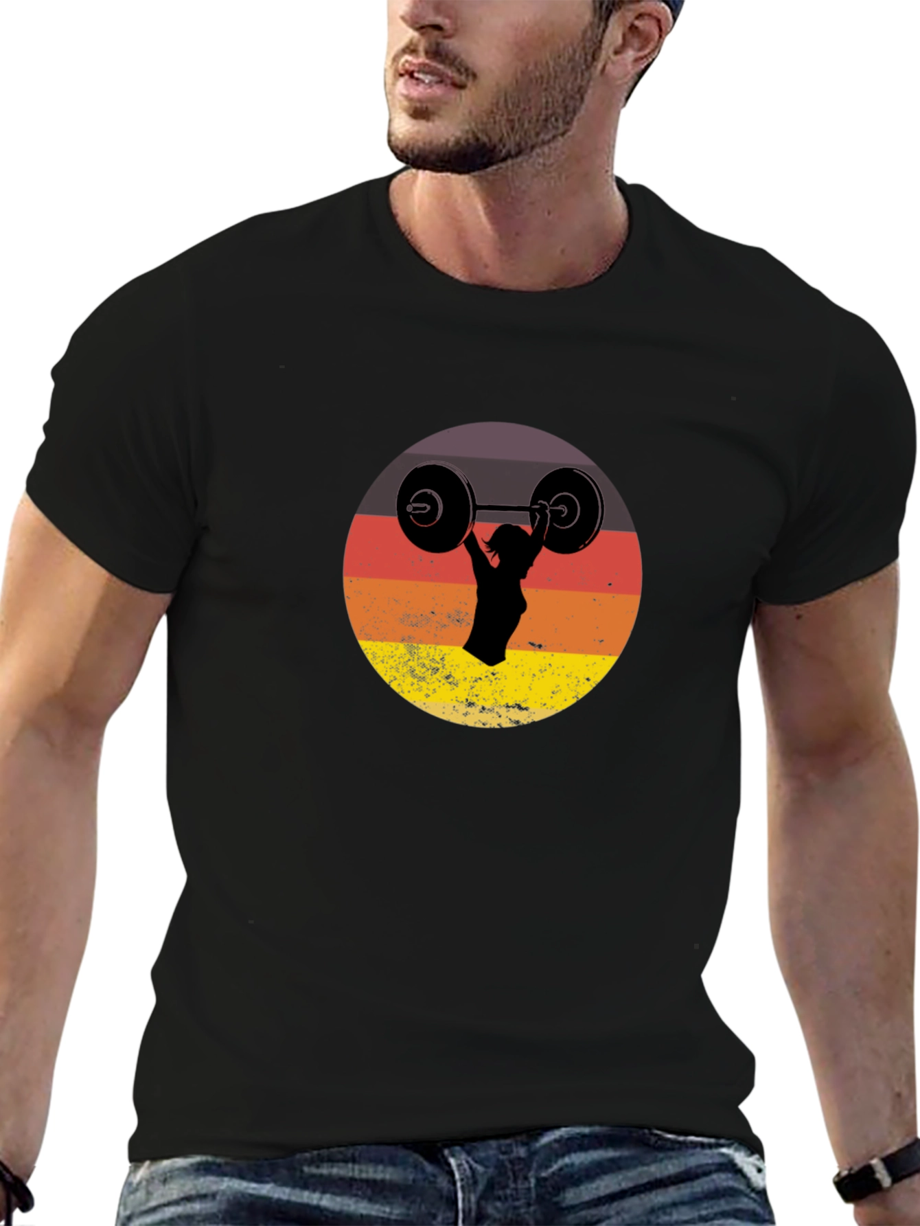 Retro Sunset Weightlifting Tee