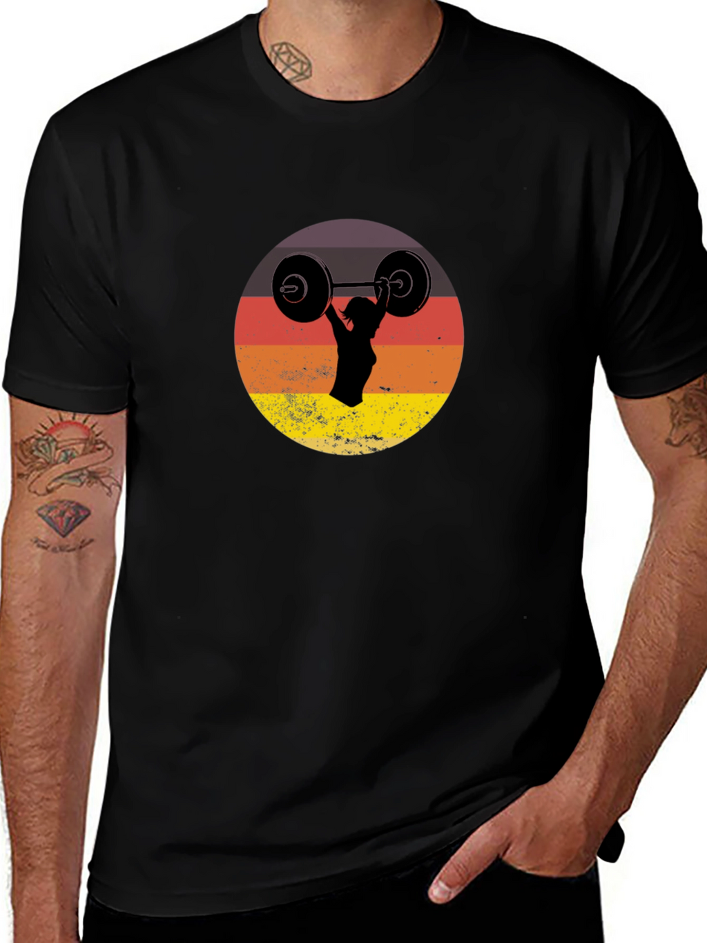 Retro Sunset Weightlifting Tee