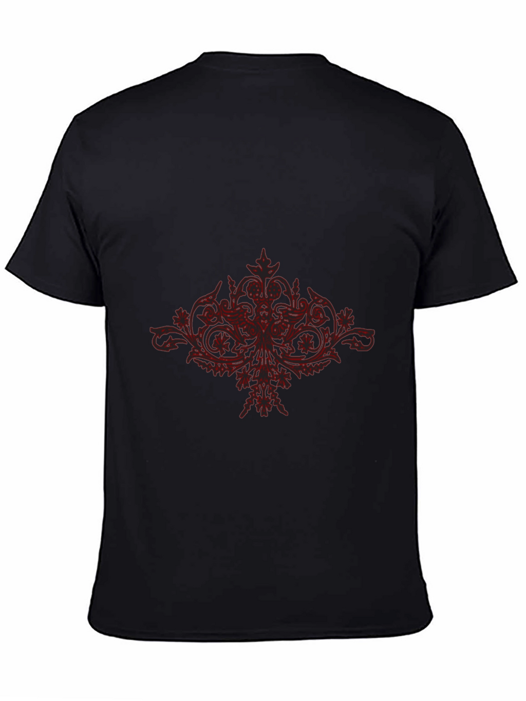 Black T-Shirt with Red Floral Design