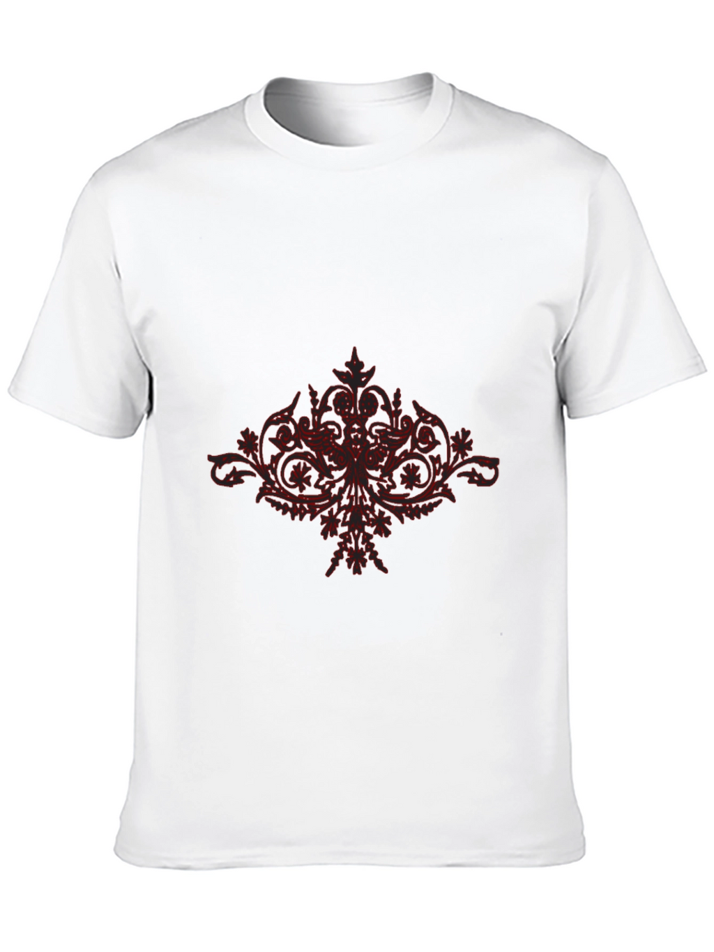 Black T-Shirt with Red Floral Design