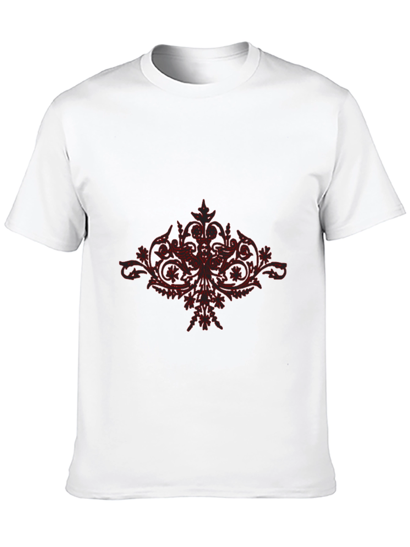 Black T-Shirt with Red Floral Design