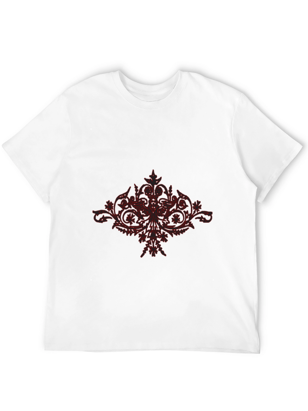 Black T-Shirt with Red Floral Design
