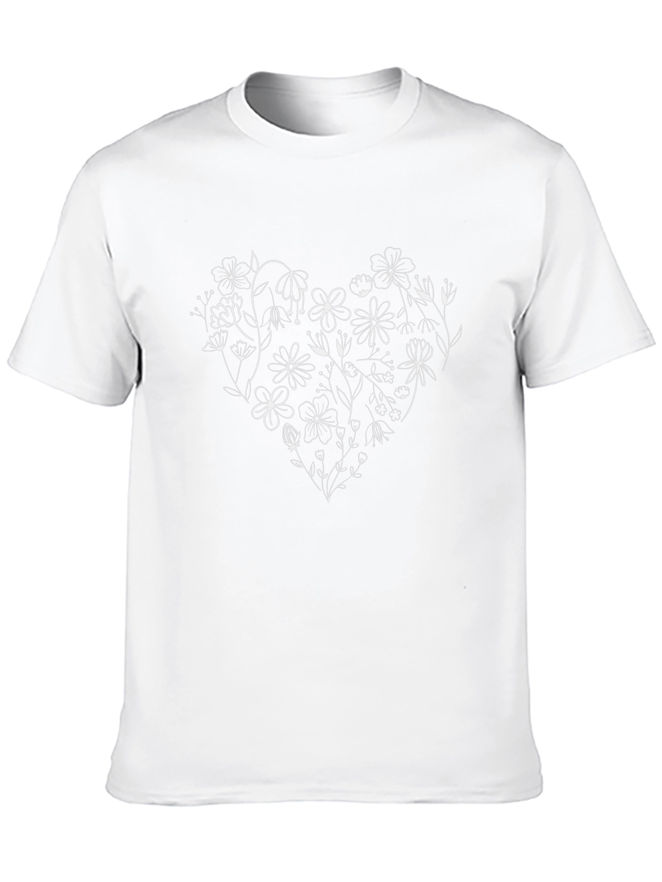 Floral Heart Graphic Tee - Black Cotton Casual Shirt