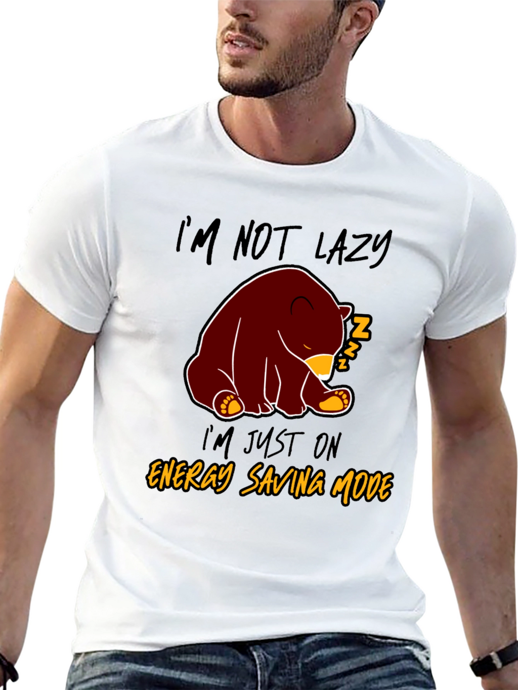 Lazy Bear Energy Saving Mode Graphic T-Shirt