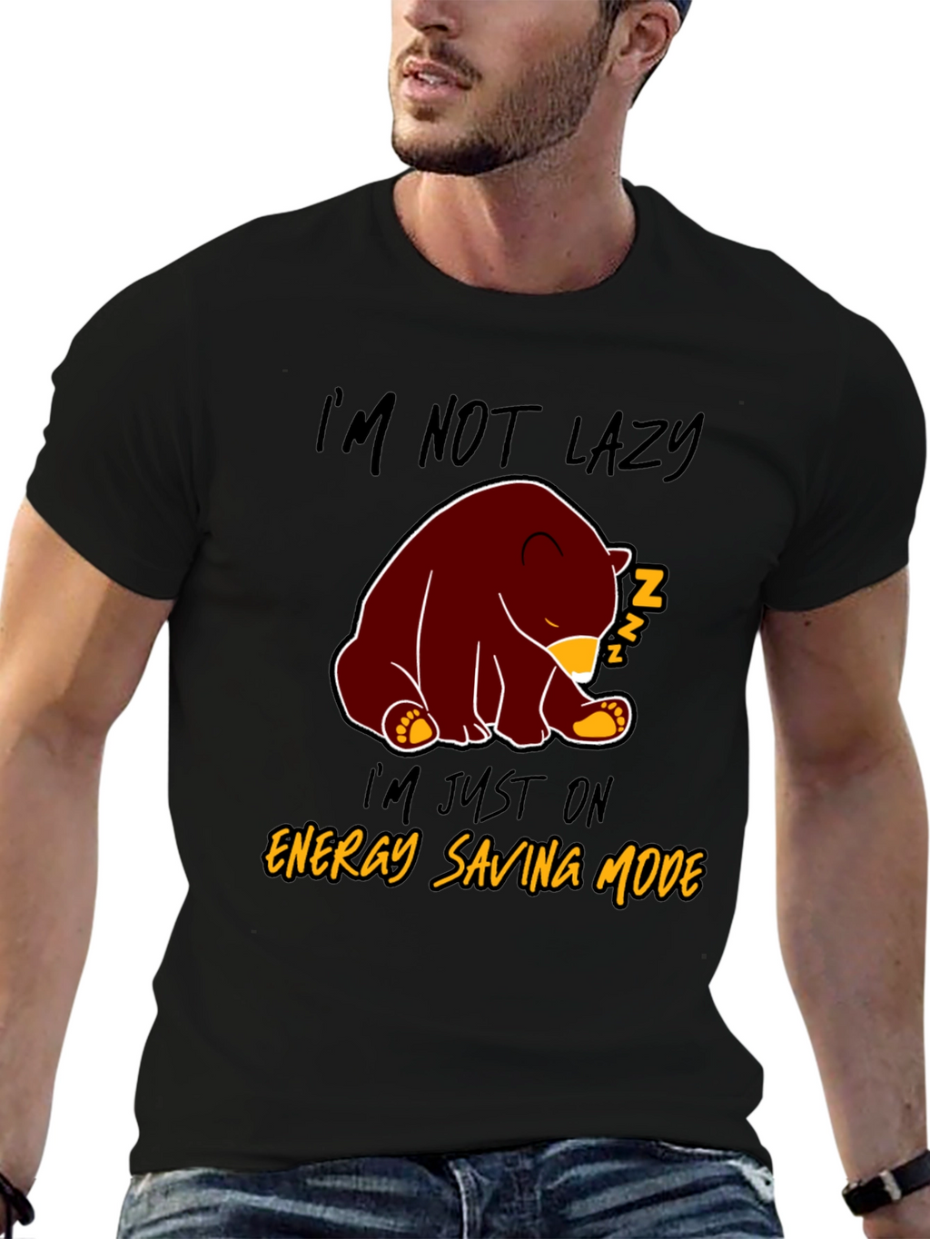 Lazy Bear Energy Saving Mode Graphic T-Shirt