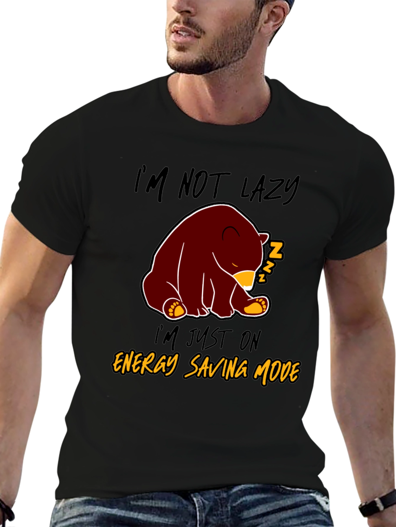 Lazy Bear Energy Saving Mode Graphic T-Shirt