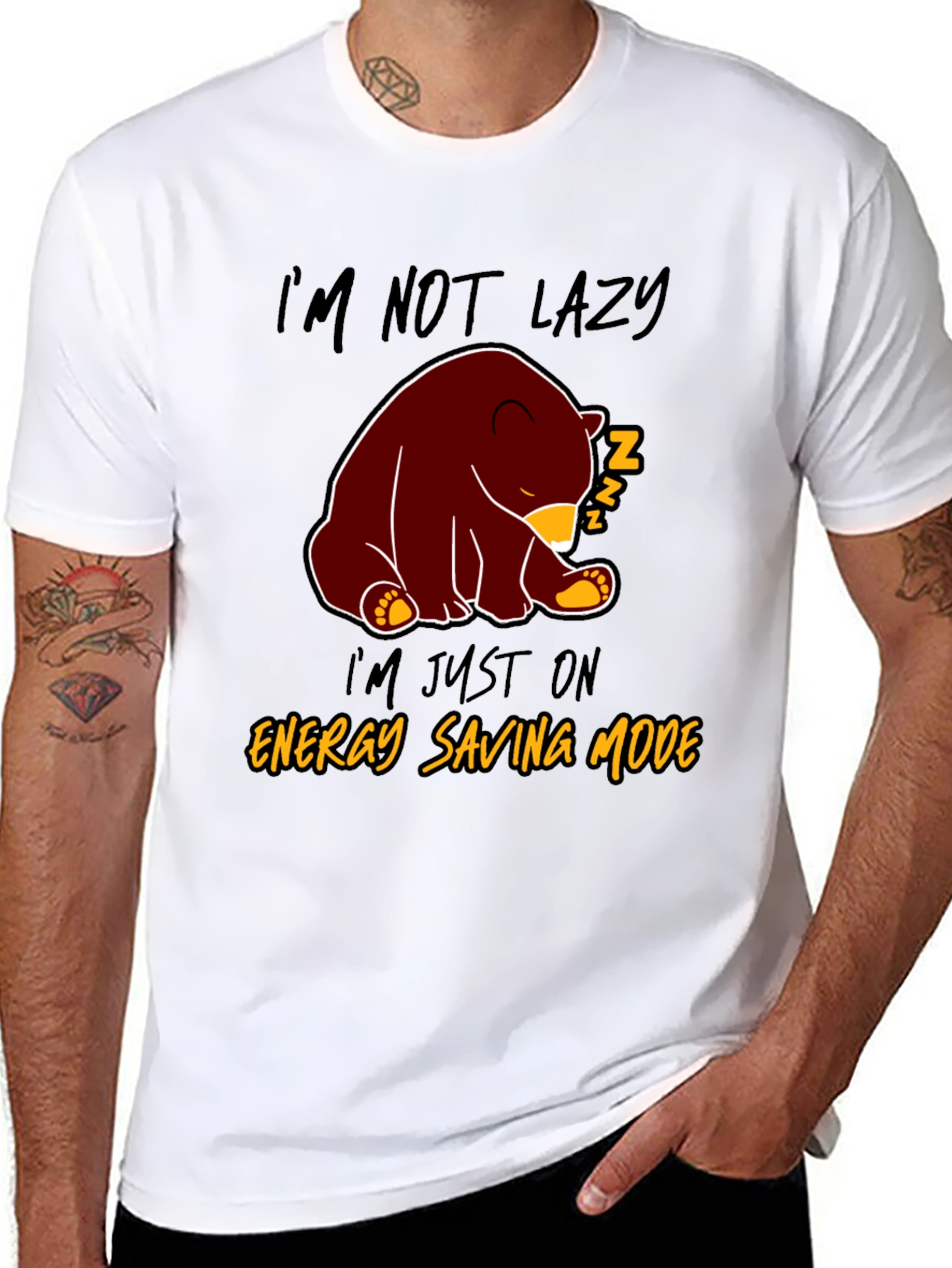 Lazy Bear Energy Saving Mode Graphic T-Shirt