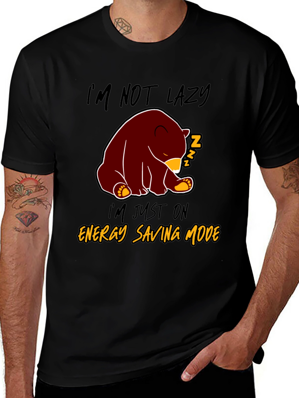 Lazy Bear Energy Saving Mode Graphic T-Shirt
