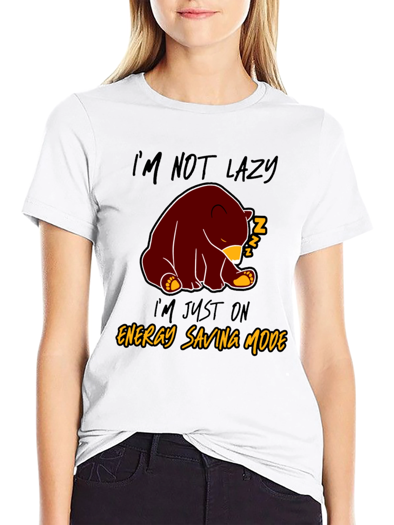 Lazy Bear Energy Saving Mode Graphic T-Shirt