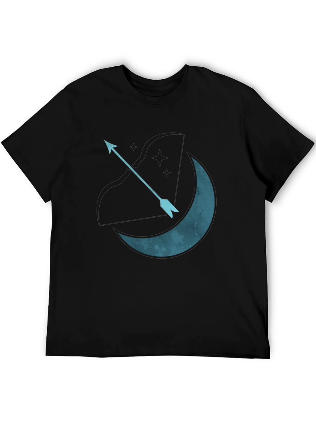 Moon Arrow Graphic Tee - Black Cotton T-Shirt