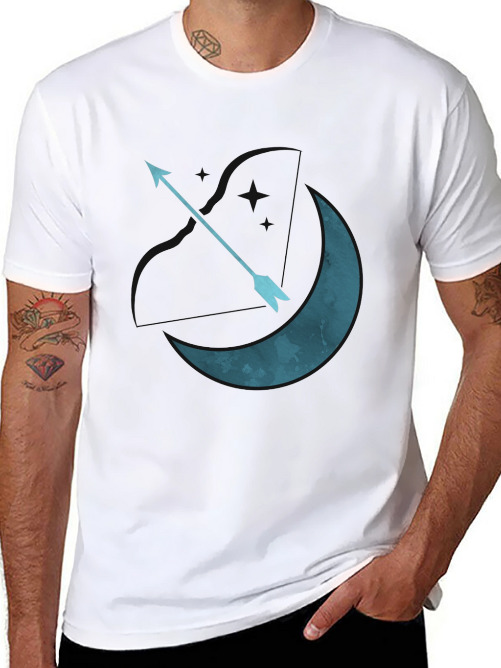 Moon Arrow Graphic Tee - Black Cotton T-Shirt