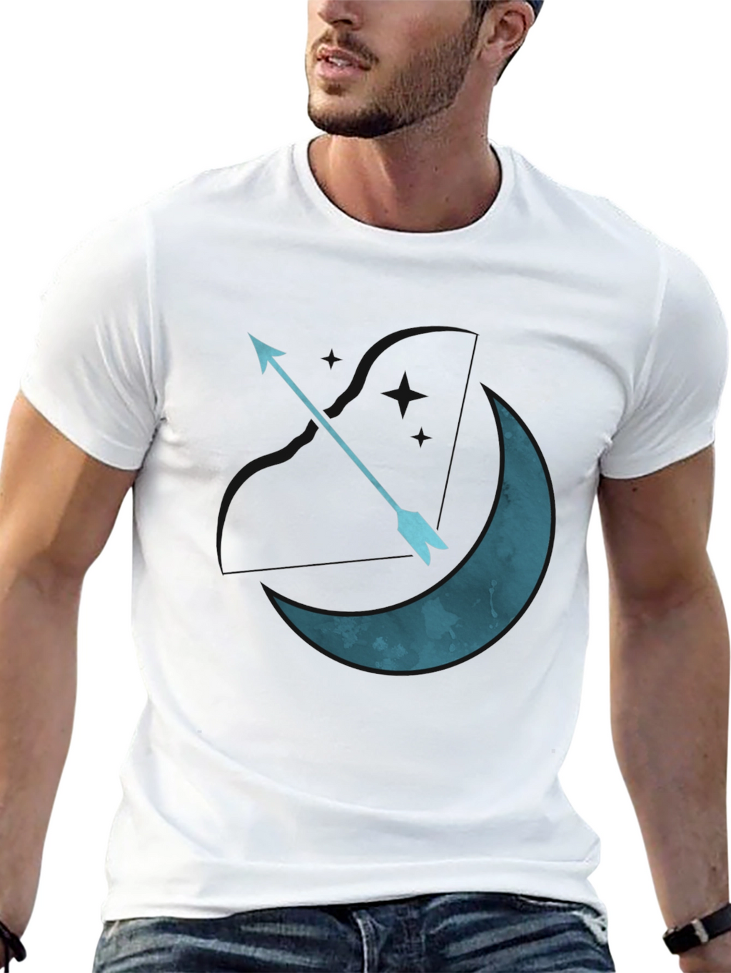 Moon Arrow Graphic Tee - Black Cotton T-Shirt
