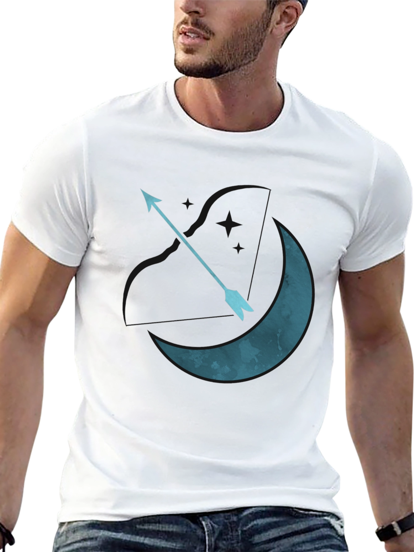 Moon Arrow Graphic Tee - Black Cotton T-Shirt