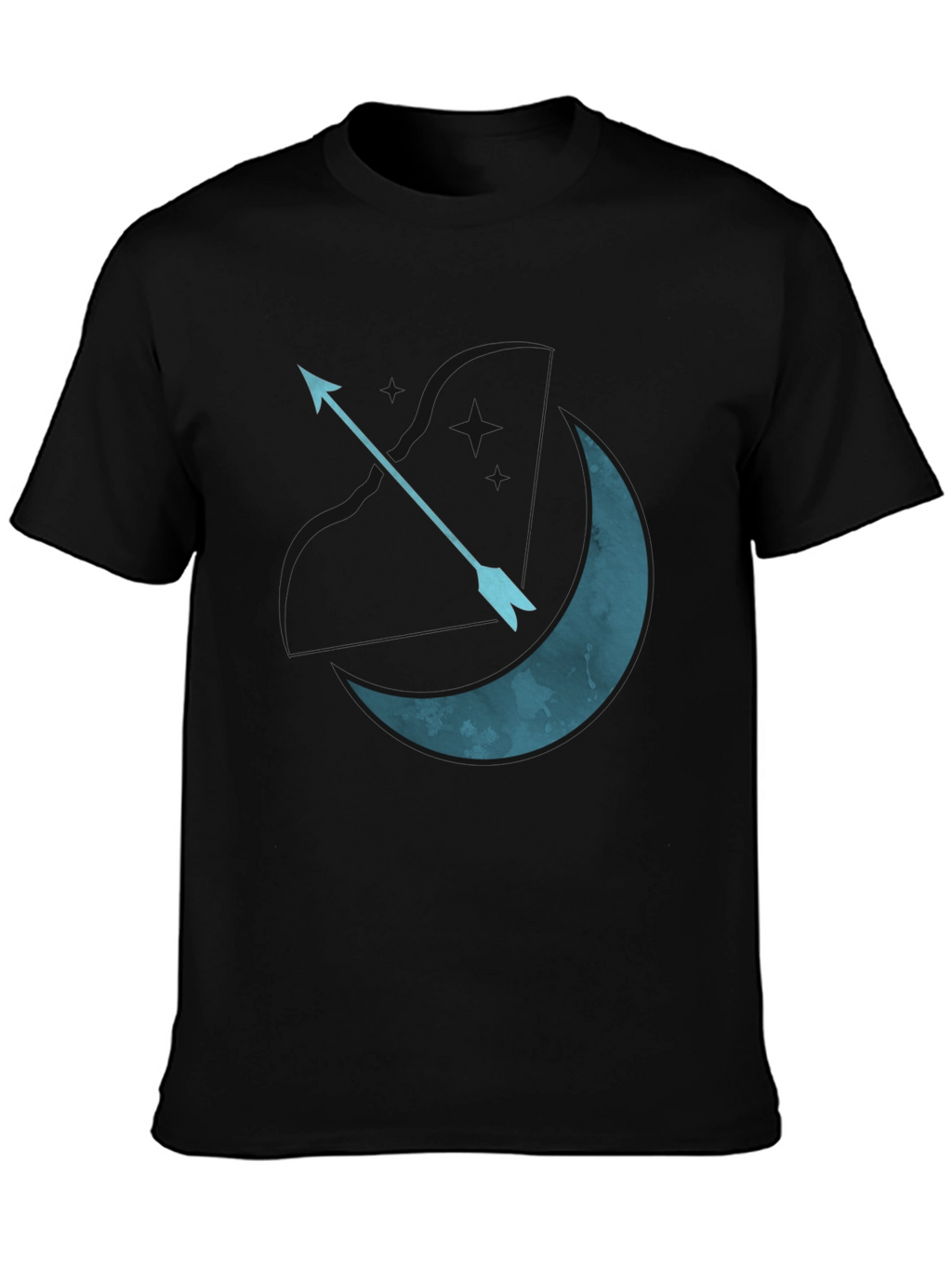 Moon Arrow Graphic Tee - Black Cotton T-Shirt