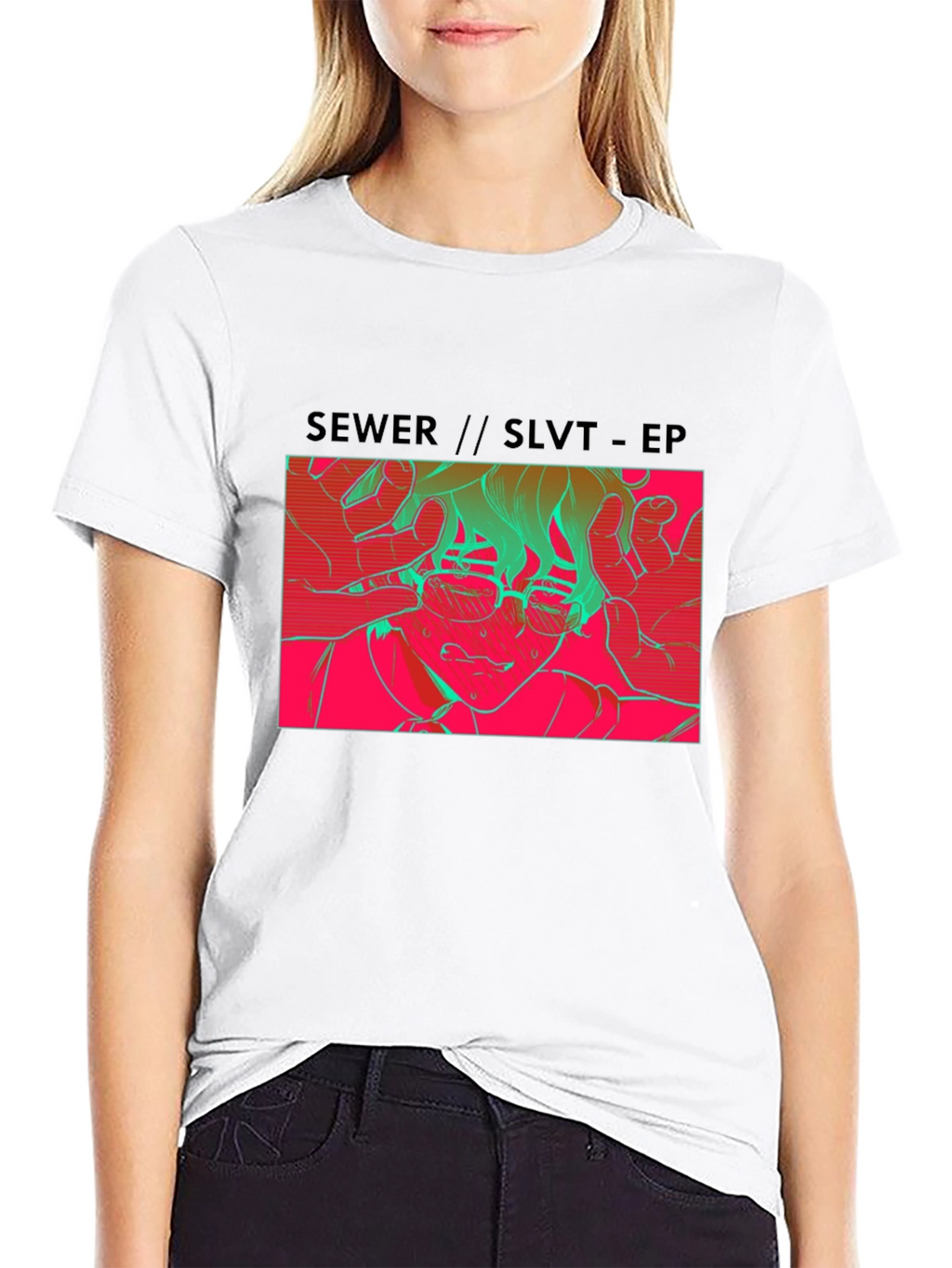 SEWER//SLVT-EP Graphic Print Black T-Shirt