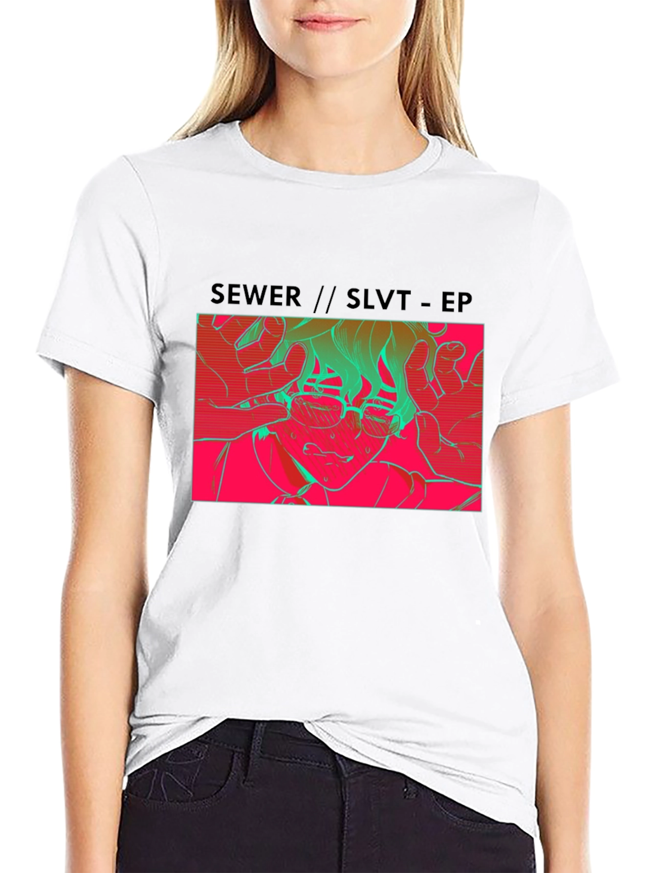 SEWER//SLVT-EP Graphic Print Black T-Shirt