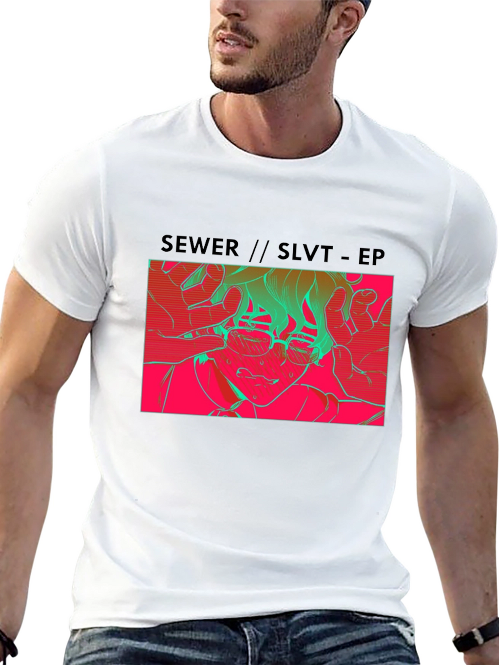 SEWER//SLVT-EP Graphic Print Black T-Shirt