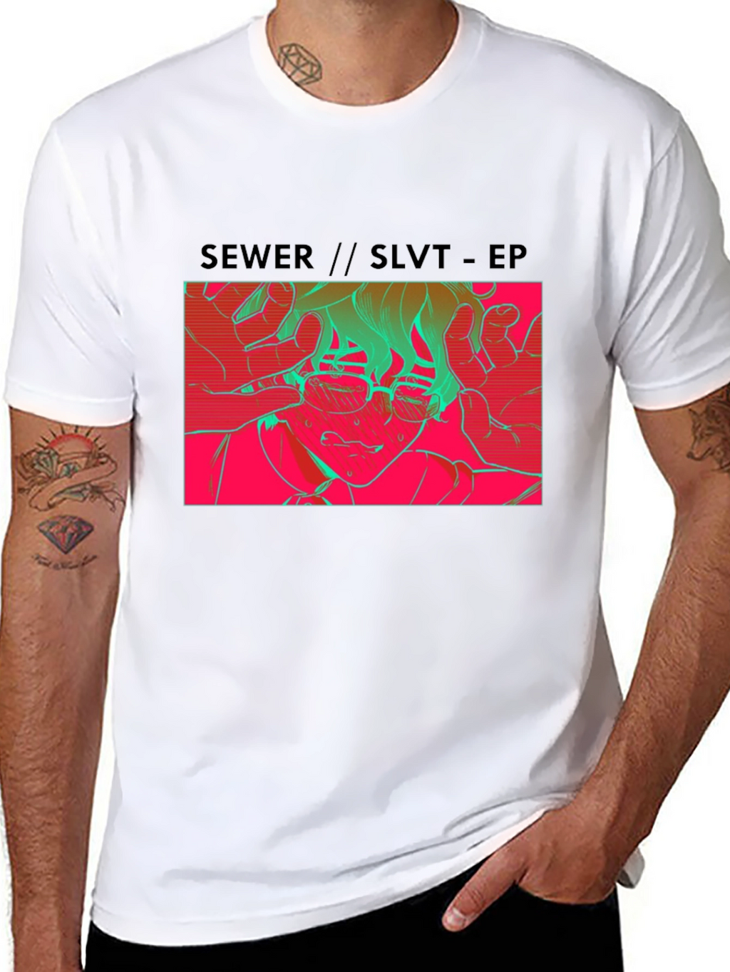SEWER//SLVT-EP Graphic Print Black T-Shirt