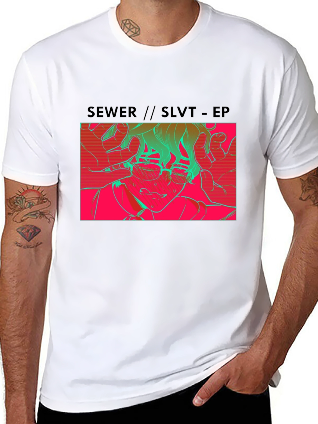 SEWER//SLVT-EP Graphic Print Black T-Shirt