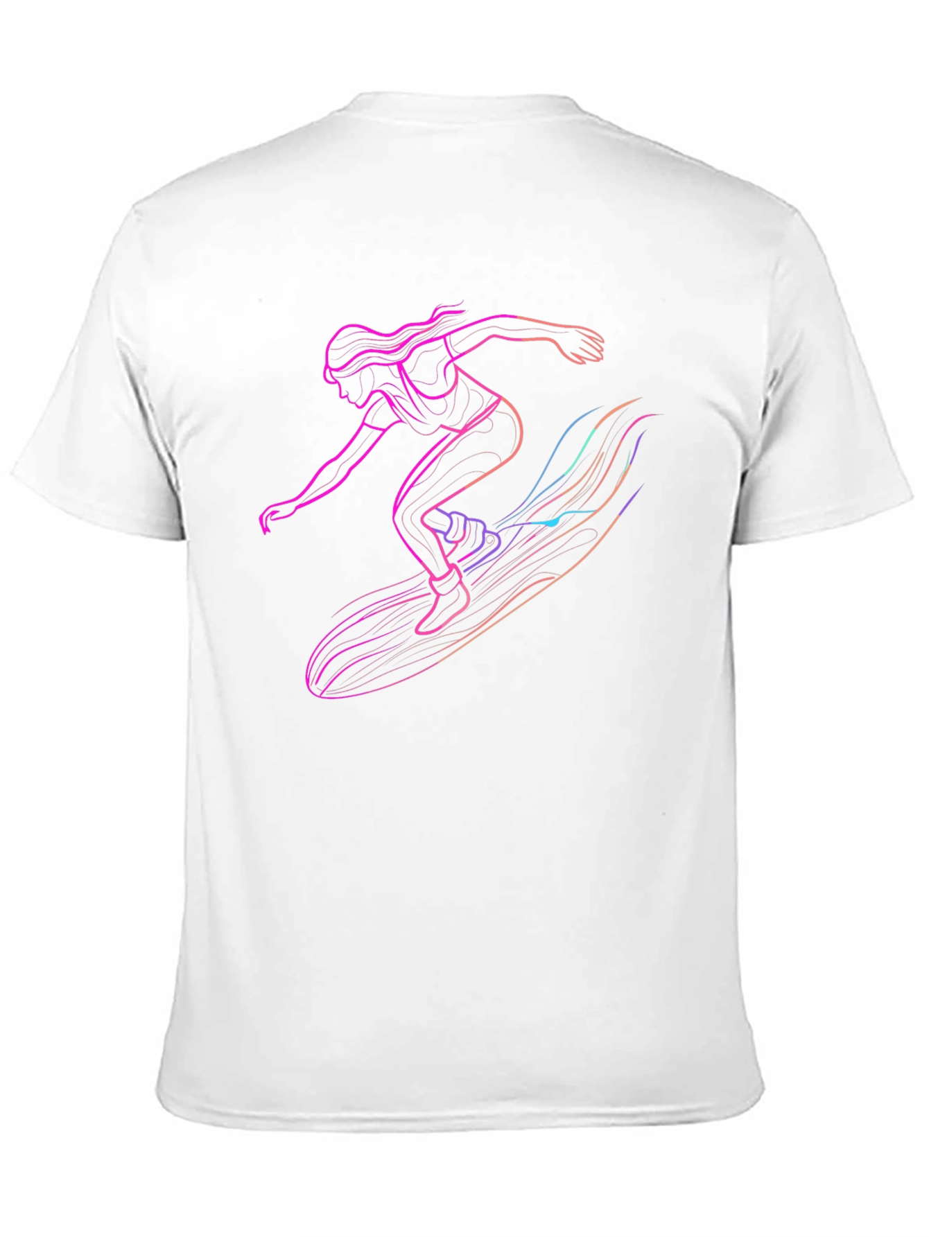Surfing Silhouette Graphic Tee - Black Cotton T-Shirt