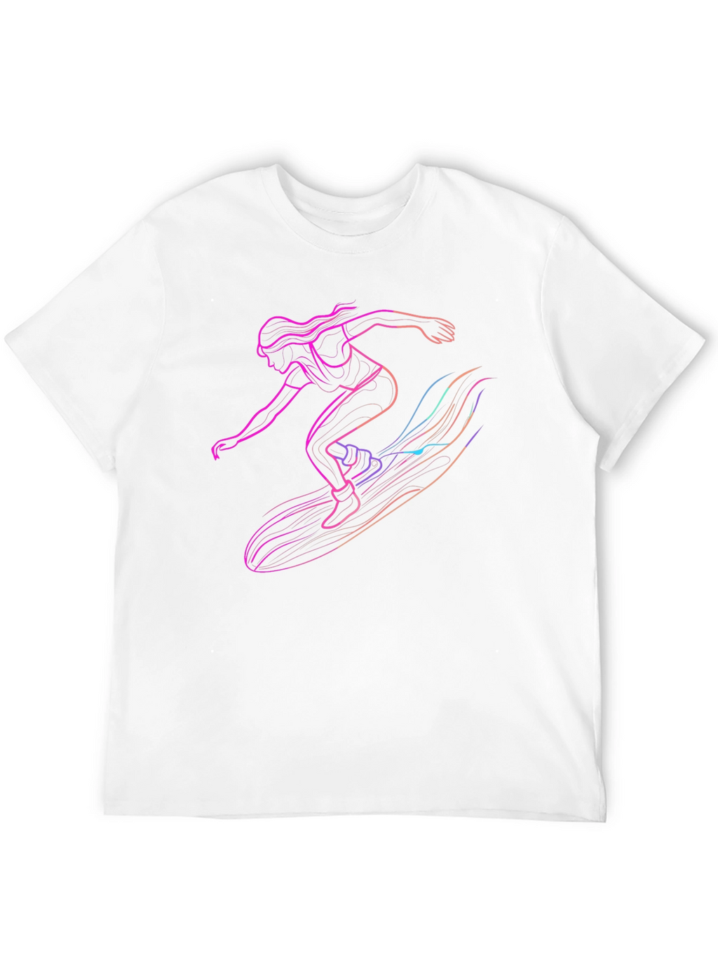Surfing Silhouette Graphic Tee - Black Cotton T-Shirt