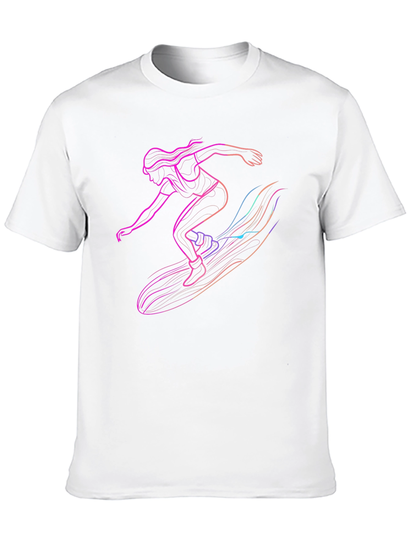 Surfing Silhouette Graphic Tee - Black Cotton T-Shirt