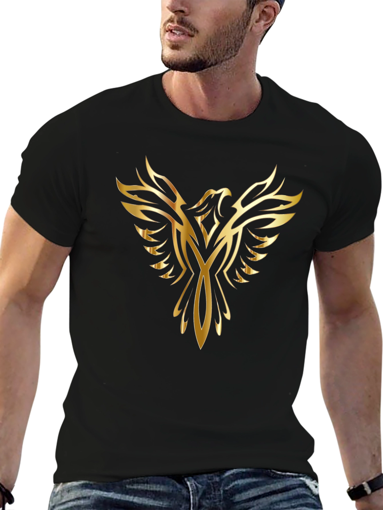 Golden Phoenix Black T-Shirt for Men