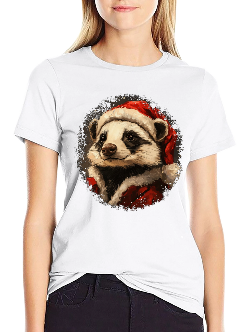 Festive Raccoon Santa Graphic Tee