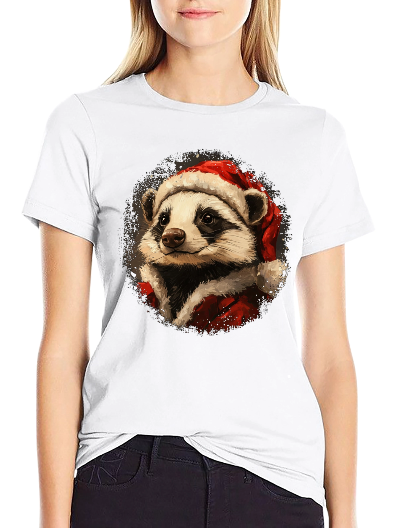 Festive Raccoon Santa Graphic Tee
