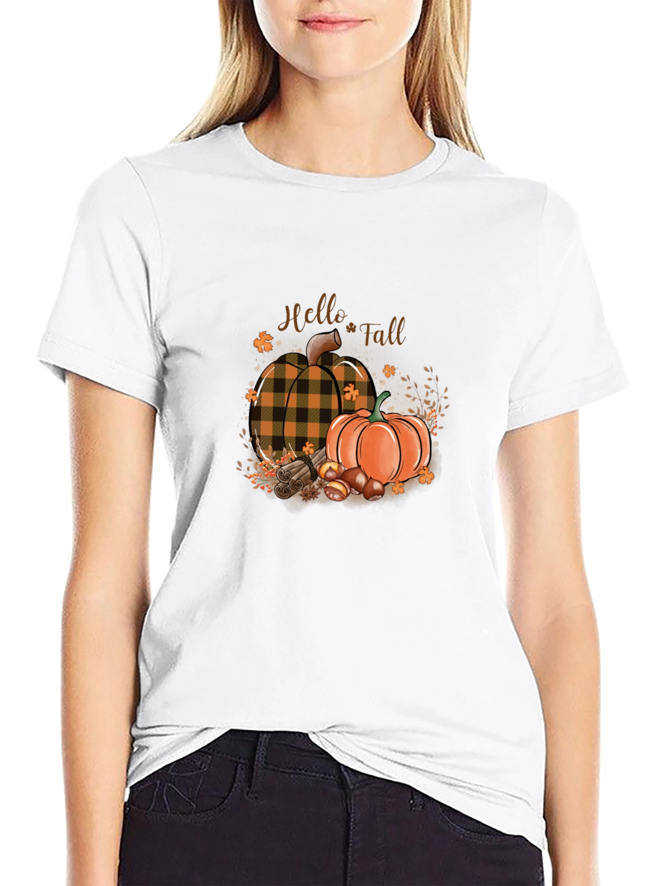 Hello Fall Pumpkin Graphic T-Shirt