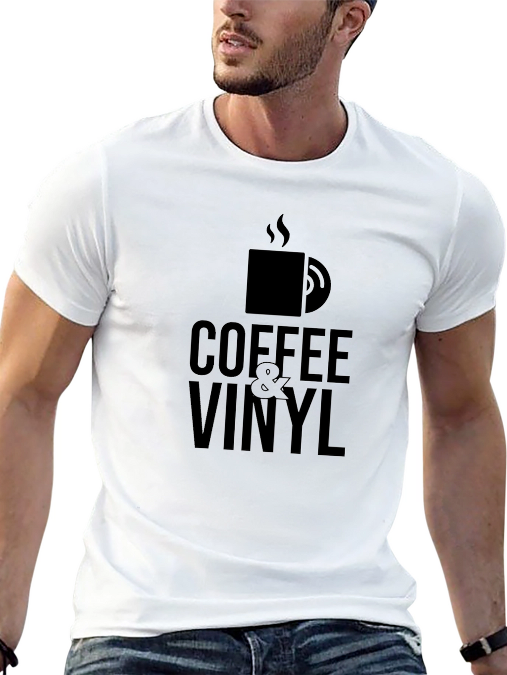Coffee & Vinyl Black Graphic T-Shirt