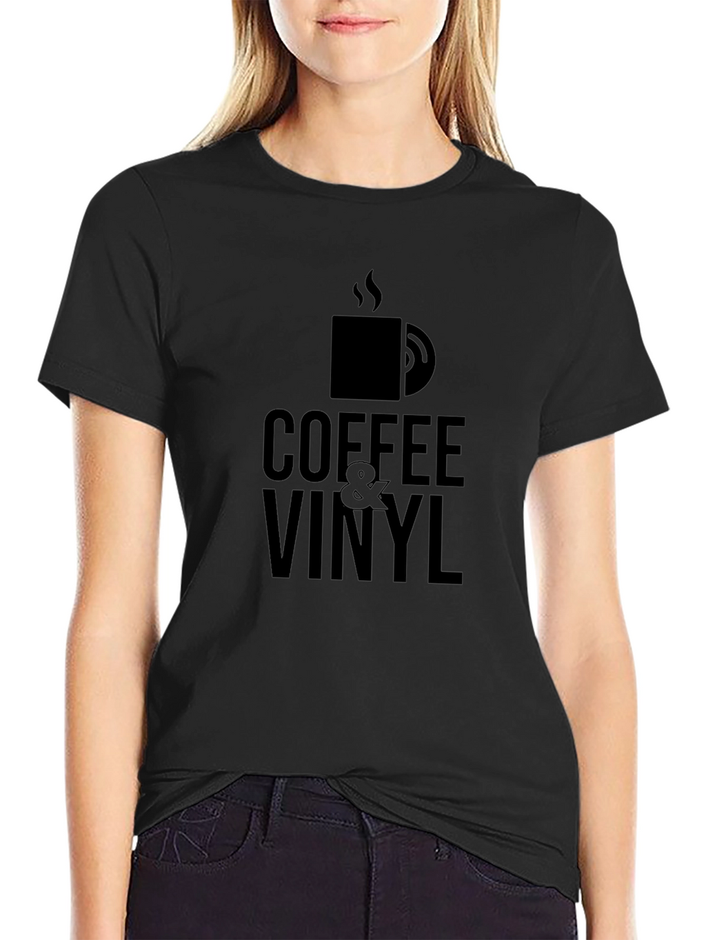 Coffee & Vinyl Black Graphic T-Shirt