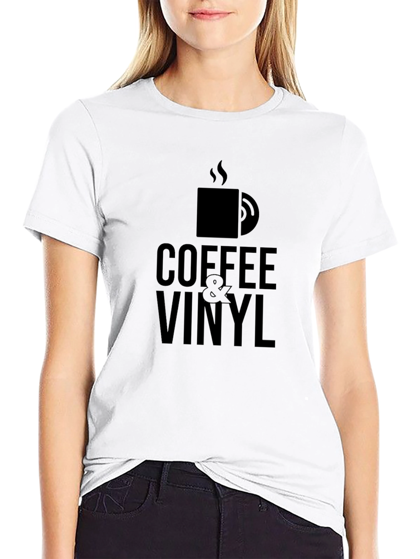 Coffee & Vinyl Black Graphic T-Shirt