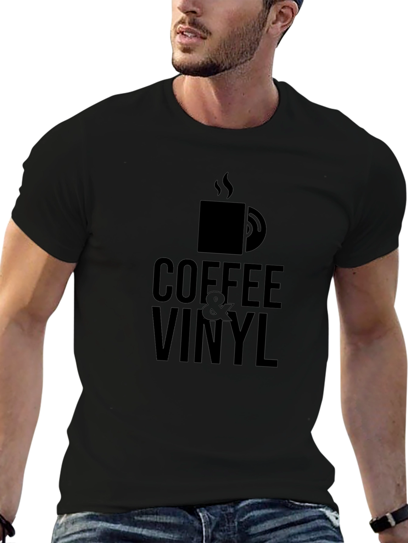Coffee & Vinyl Black Graphic T-Shirt