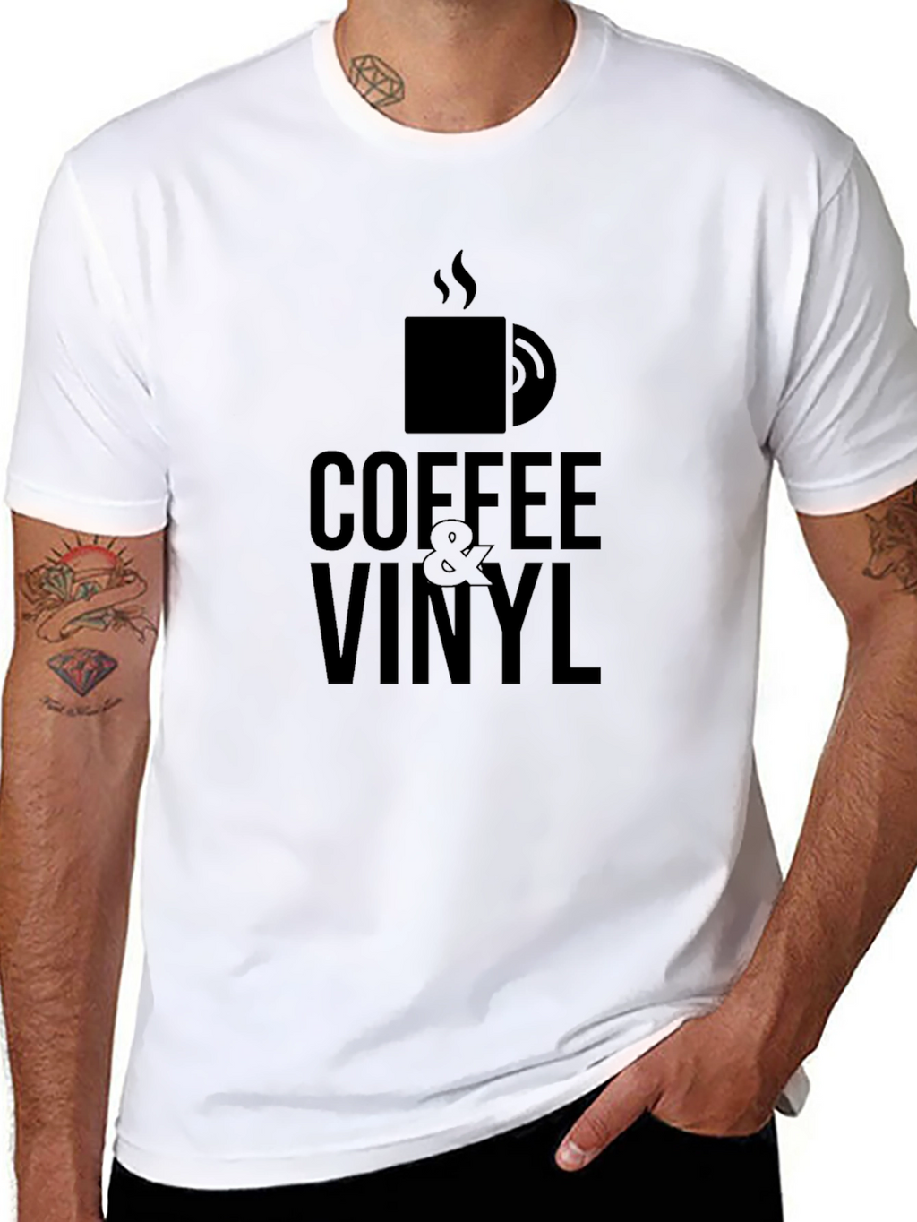 Coffee & Vinyl Black Graphic T-Shirt