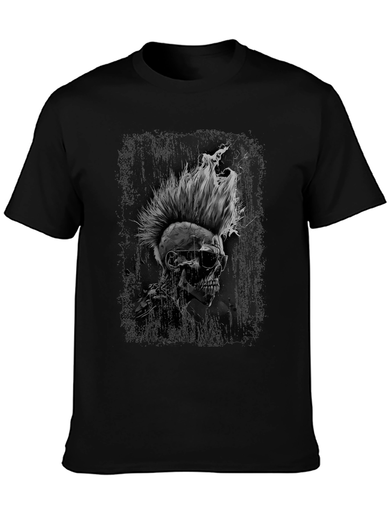 Skull Punk Graphic Tee - Edgy Black T-Shirt