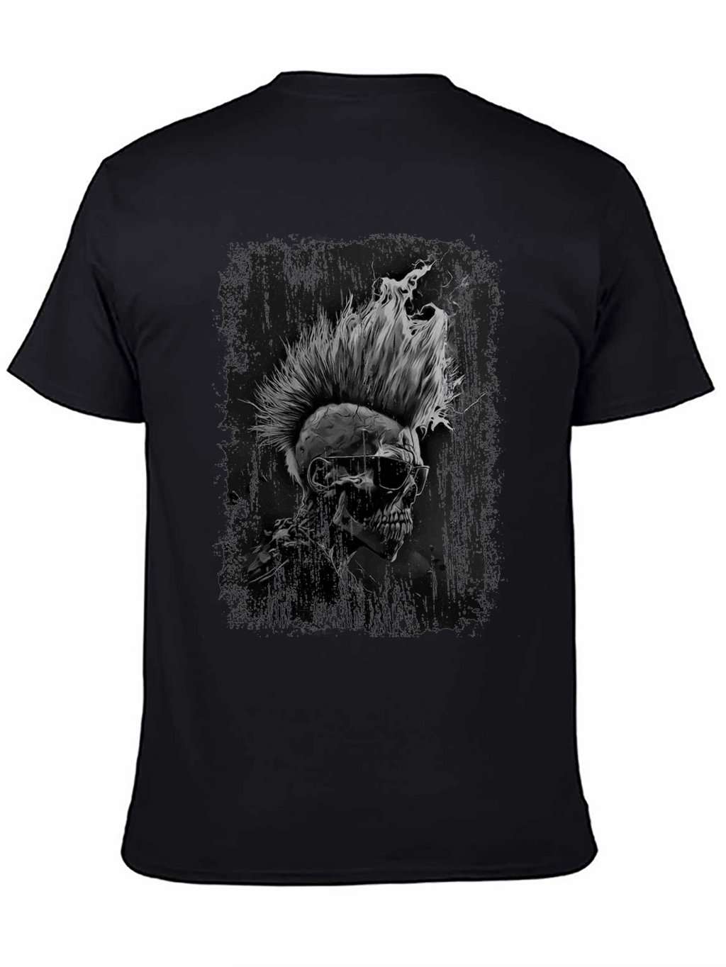 Skull Punk Graphic Tee - Edgy Black T-Shirt