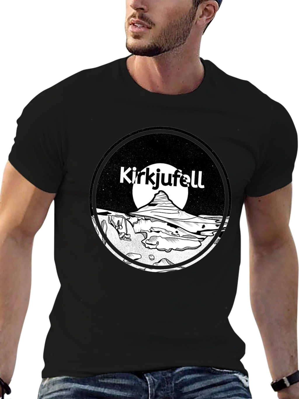 Kirkjufell Iceland T-Shirt Black Graphic Tee