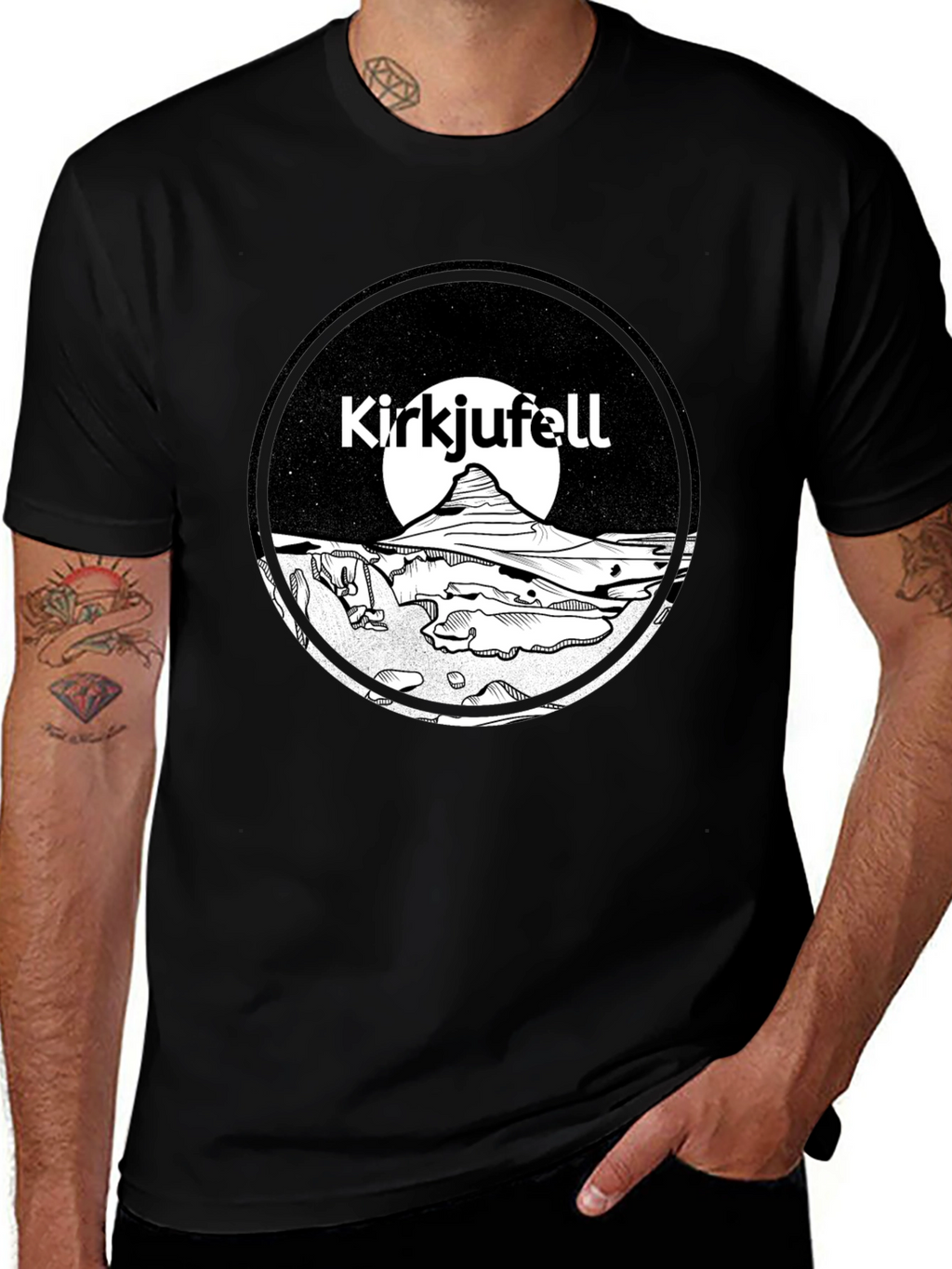 Kirkjufell Iceland T-Shirt Black Graphic Tee
