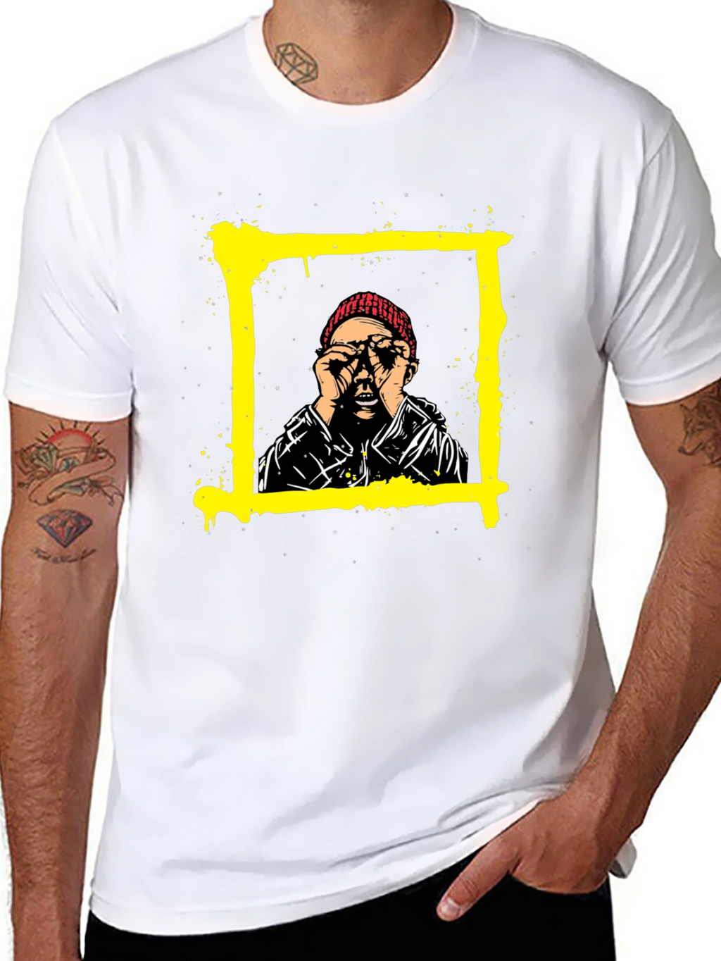 Edgy Graphic Tee: Man in Frame Design