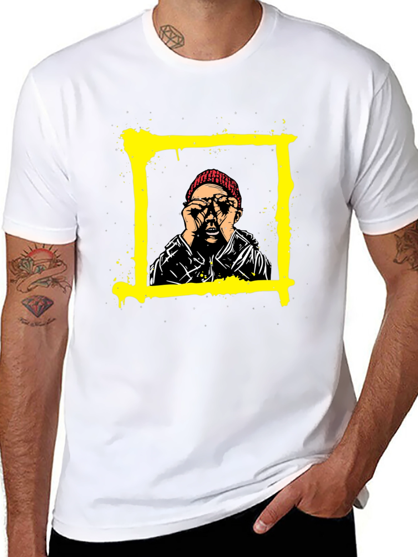 Edgy Graphic Tee: Man in Frame Design
