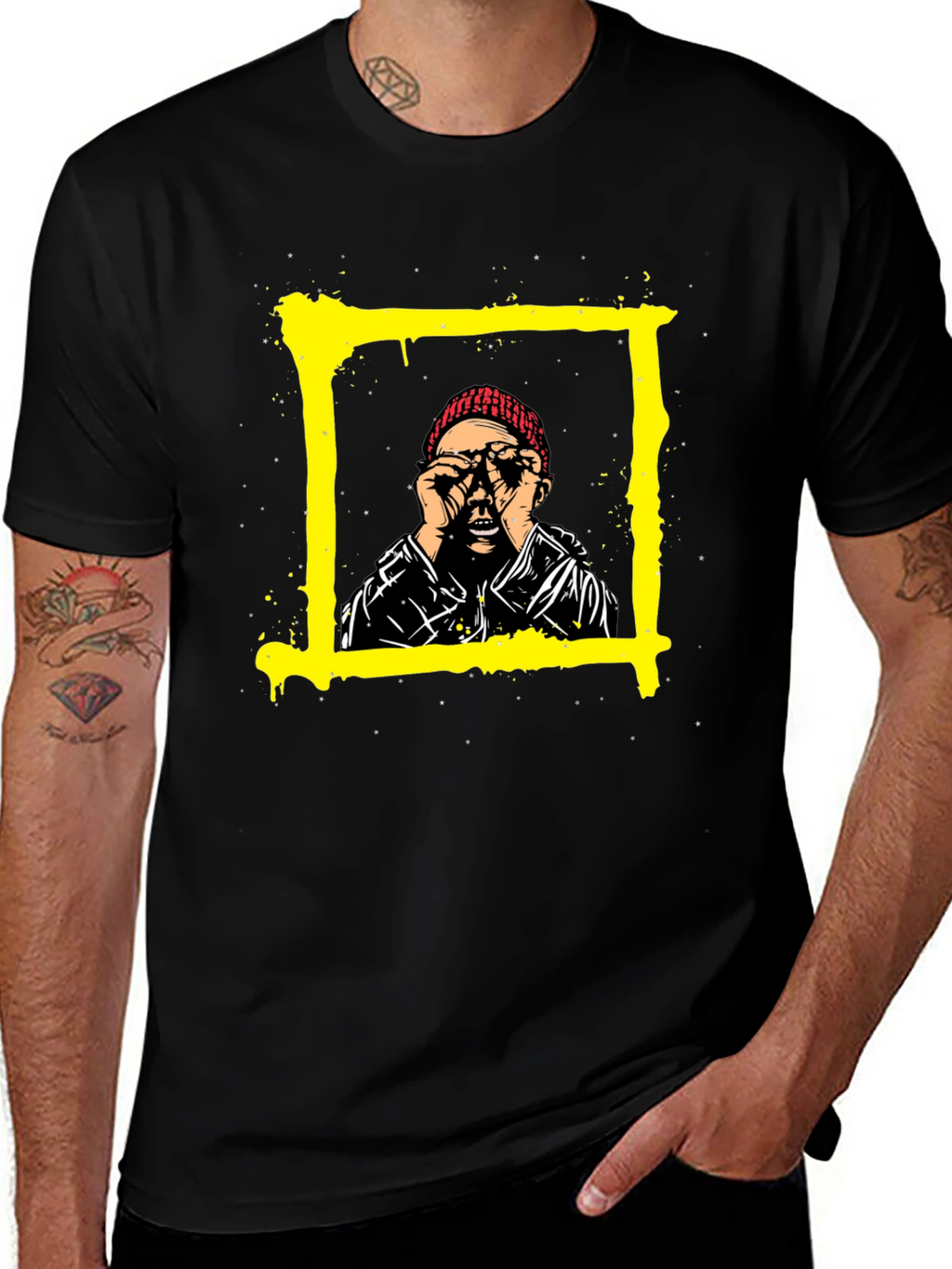 Edgy Graphic Tee: Man in Frame Design