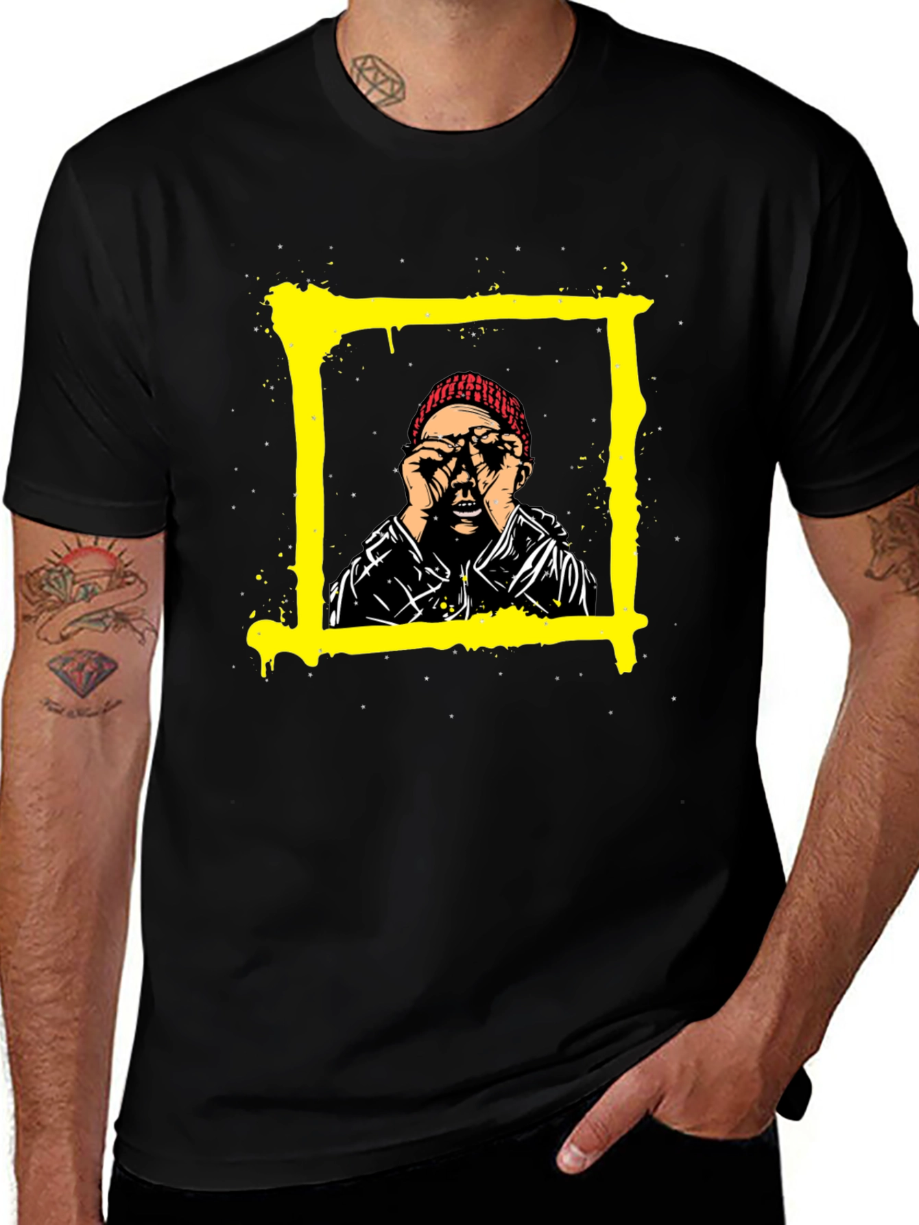 Edgy Graphic Tee: Man in Frame Design