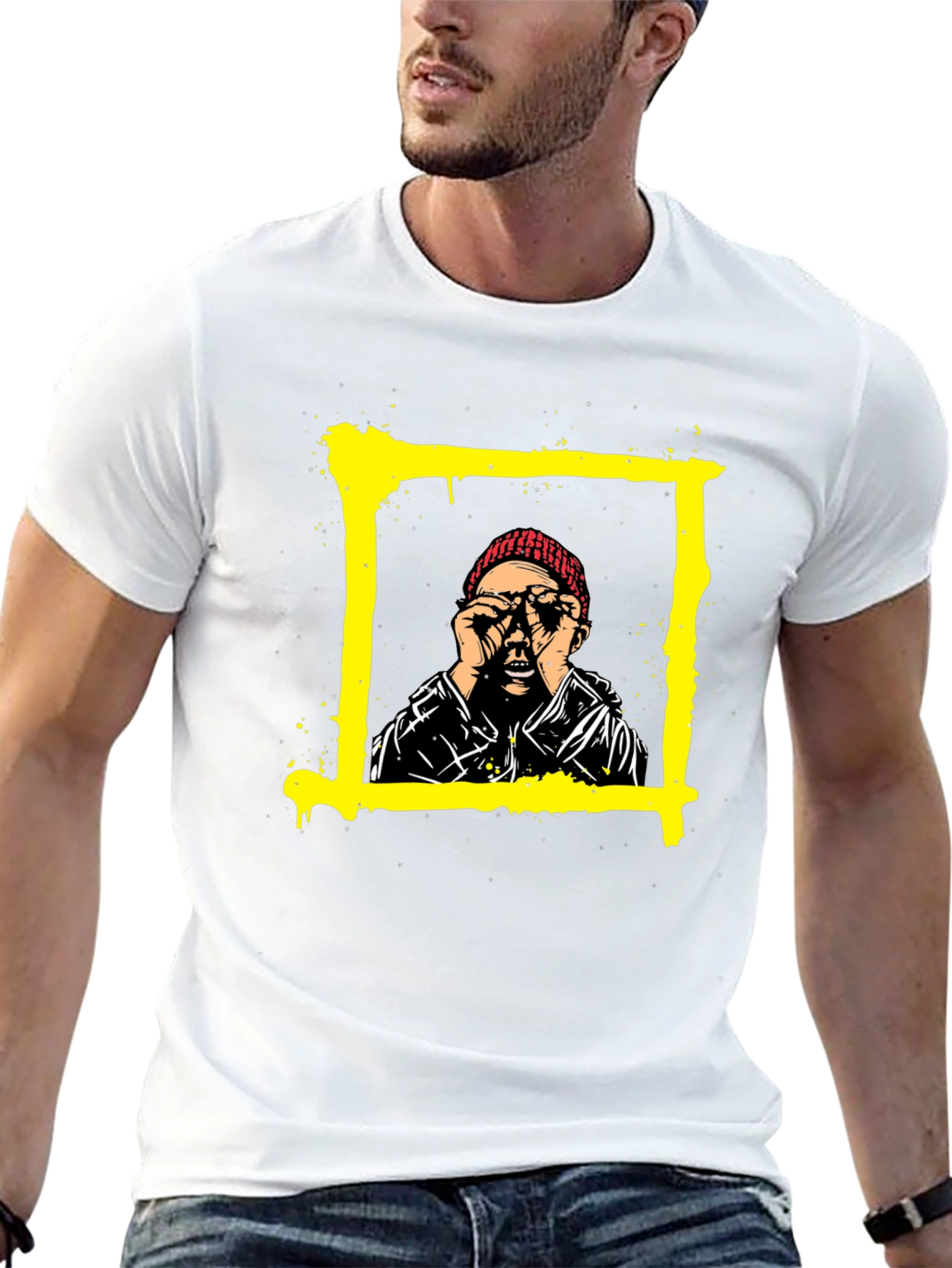Edgy Graphic Tee: Man in Frame Design