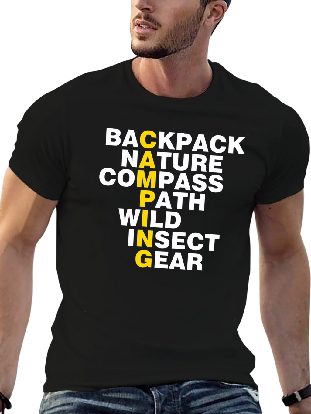 Camping Acrostic T-Shirt: Backpack Nature Compass