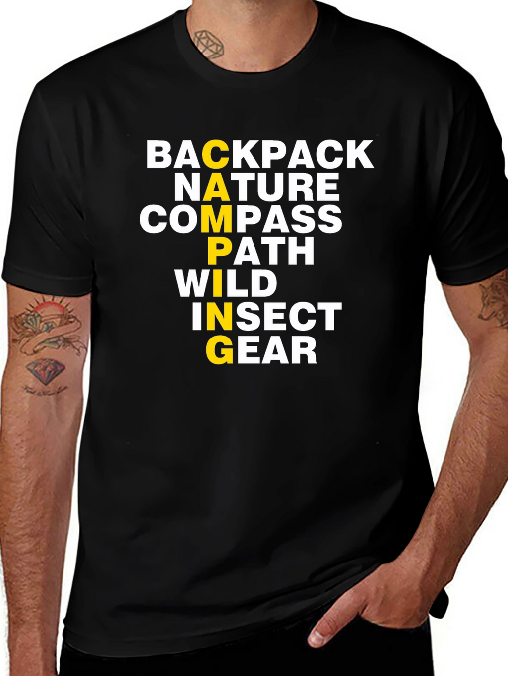 Camping Acrostic T-Shirt: Backpack Nature Compass
