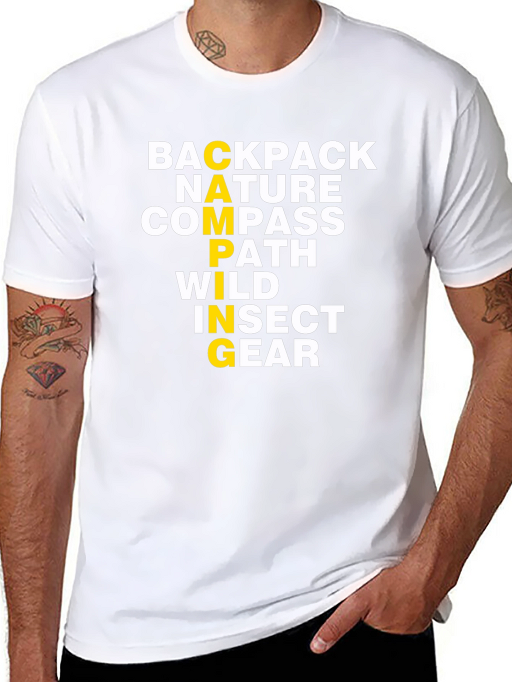 Camping Acrostic T-Shirt: Backpack Nature Compass